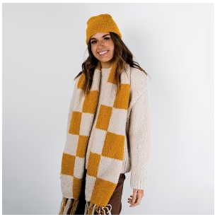 Pattern - Cloud Check scarf & Beanie - Alpaca Yarns - #2506