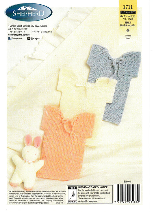 Knit Pattern - Babies - Baby singlets 1711