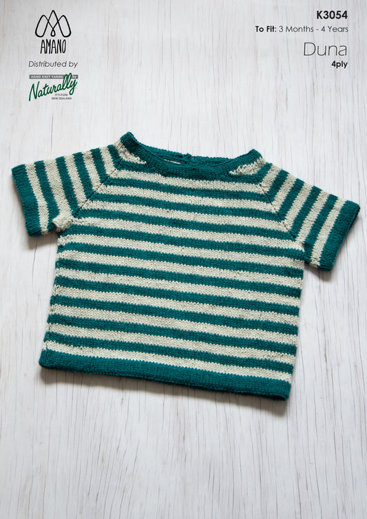 Pattern - Children - Knit 4ply - Duna Sweet Stripey Raglan T-shirt