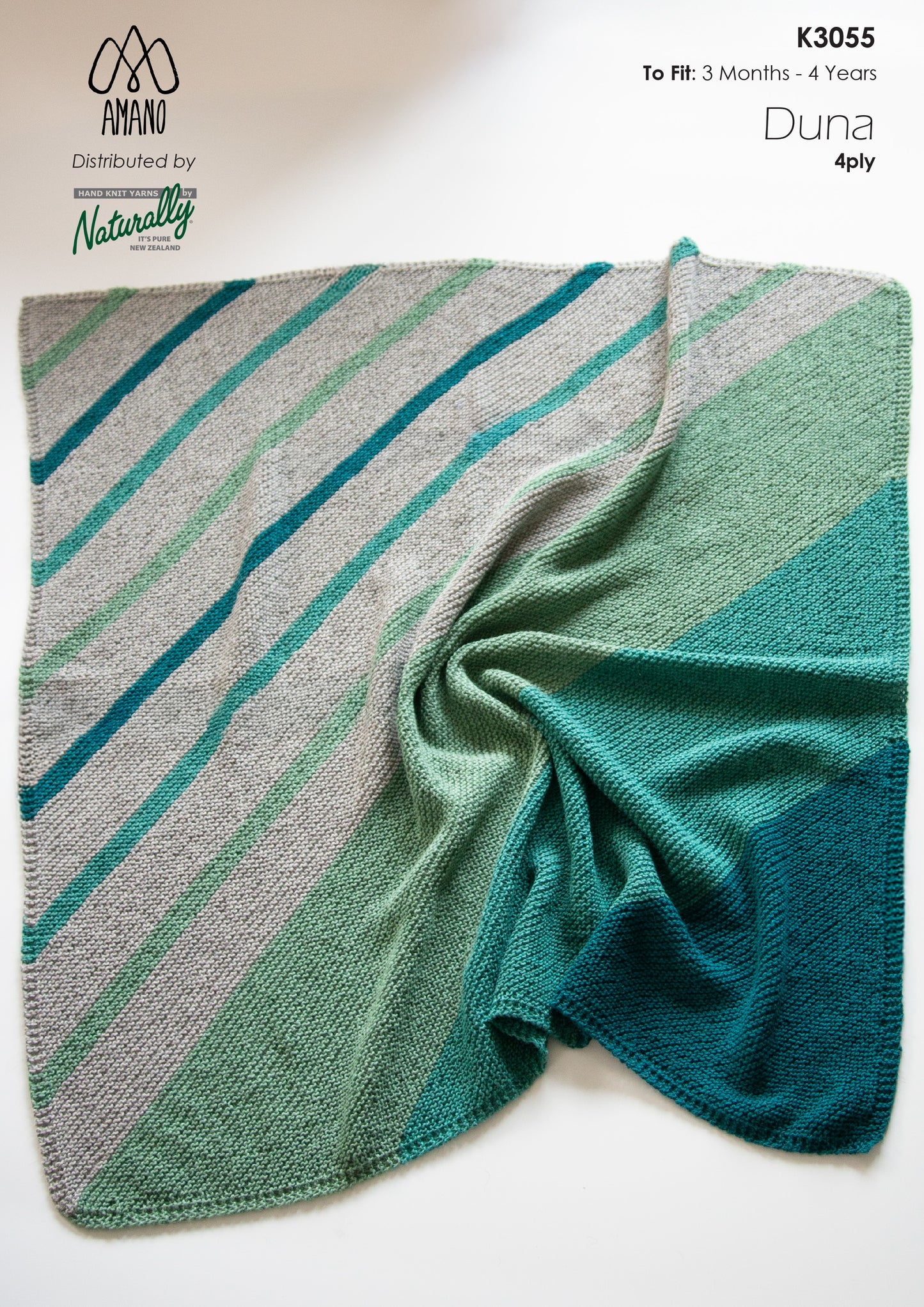 Pattern - Women - Knit 4ply - Duna Diagonal Colour Blocked Baby Blanket