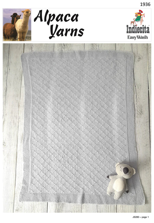 Kids - knit Pattern - 4 ply - Baby Blanket 1936