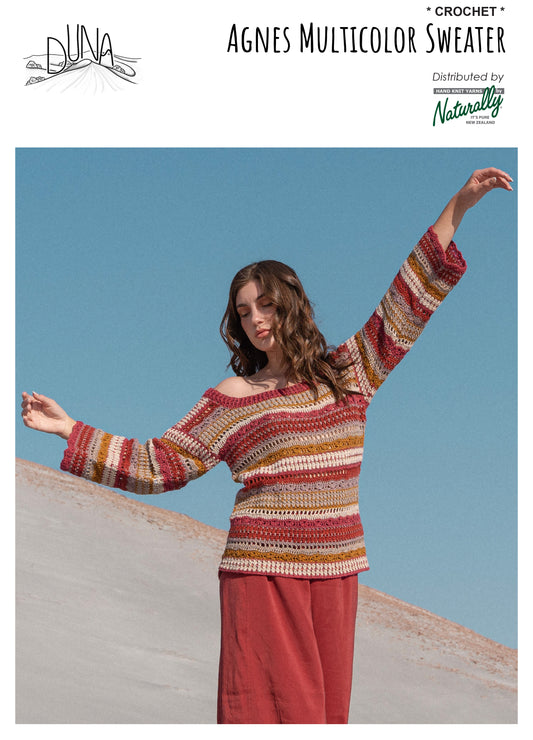 Pattern - Babies - Crochet 4ply - Duna Agnes Multicolor Sweater