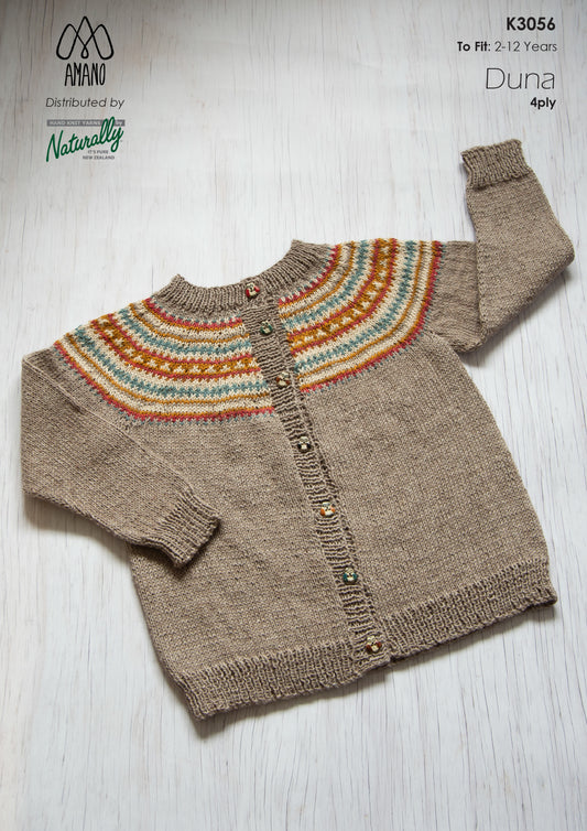 Pattern - Children - Knit 4ply - Duna Cardigan with Striped Yoke