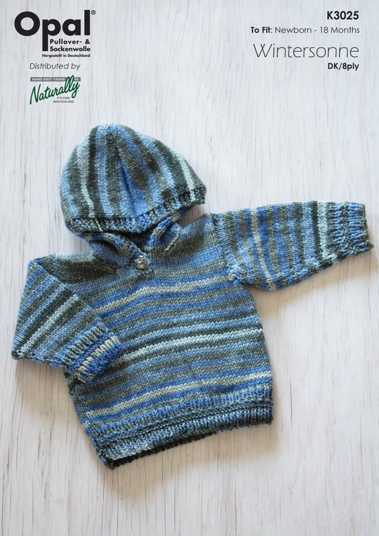 Kids - knit Pattern - 8 ply - Hooded Sweater K3025