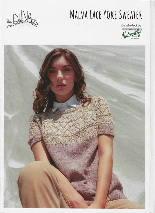 Pattern - Women - Knit 4ply -  Malva Lave Yoke Sweater