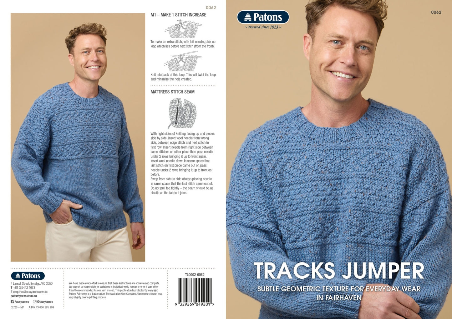 Pattern - Men - Knit 14 ply - Tracks Jumper